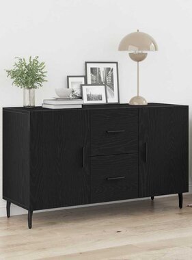 VidaXL Dressoir met lade Zwart eiken 100 x 36 x 60 cm Bewerkt hout