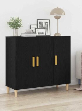 VidaXL Dressoir Zwart 90 x 34 x 80 cm Bewerkt hout