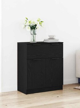 VidaXL Dressoir met lade Zwart 60 x 30 x 70 cm Bewerkt hout