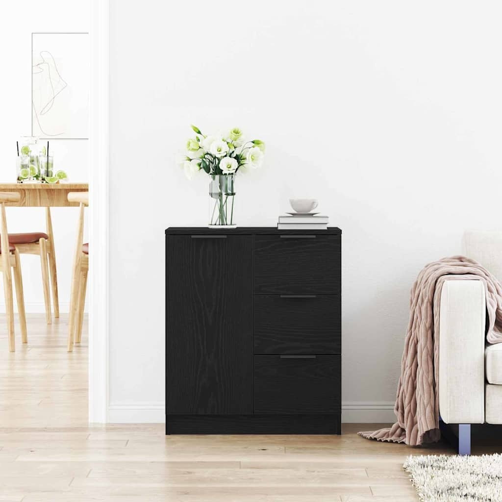 VidaXL Dressoir met lade Zwart 60 x 30 x 70 cm Bewerkt hout