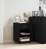 VidaXL Opbergkast met wiel Zwart eiken 46 x 36 x 59 cm Bewerkt hout