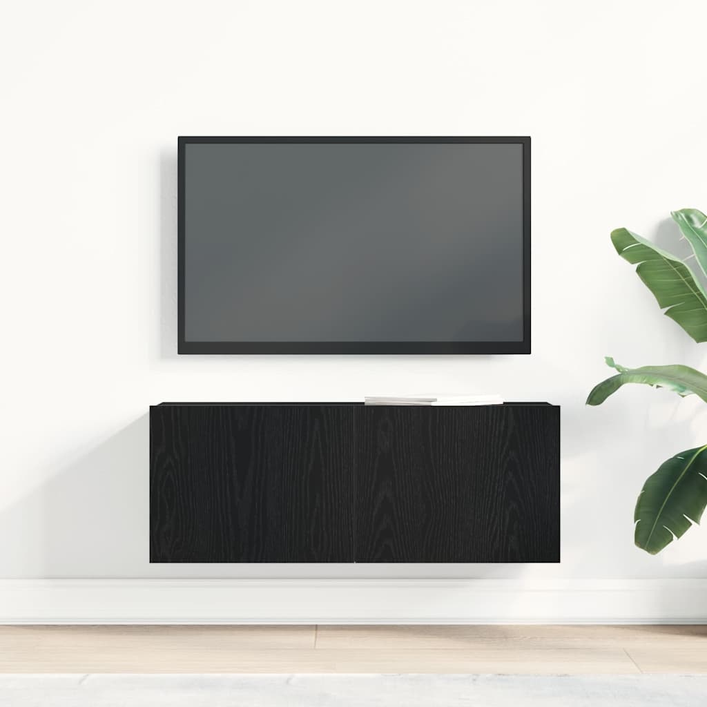 VidaXL TV-kasten Zwart eiken 80 x 30 x 30 cm Bewerkt hout