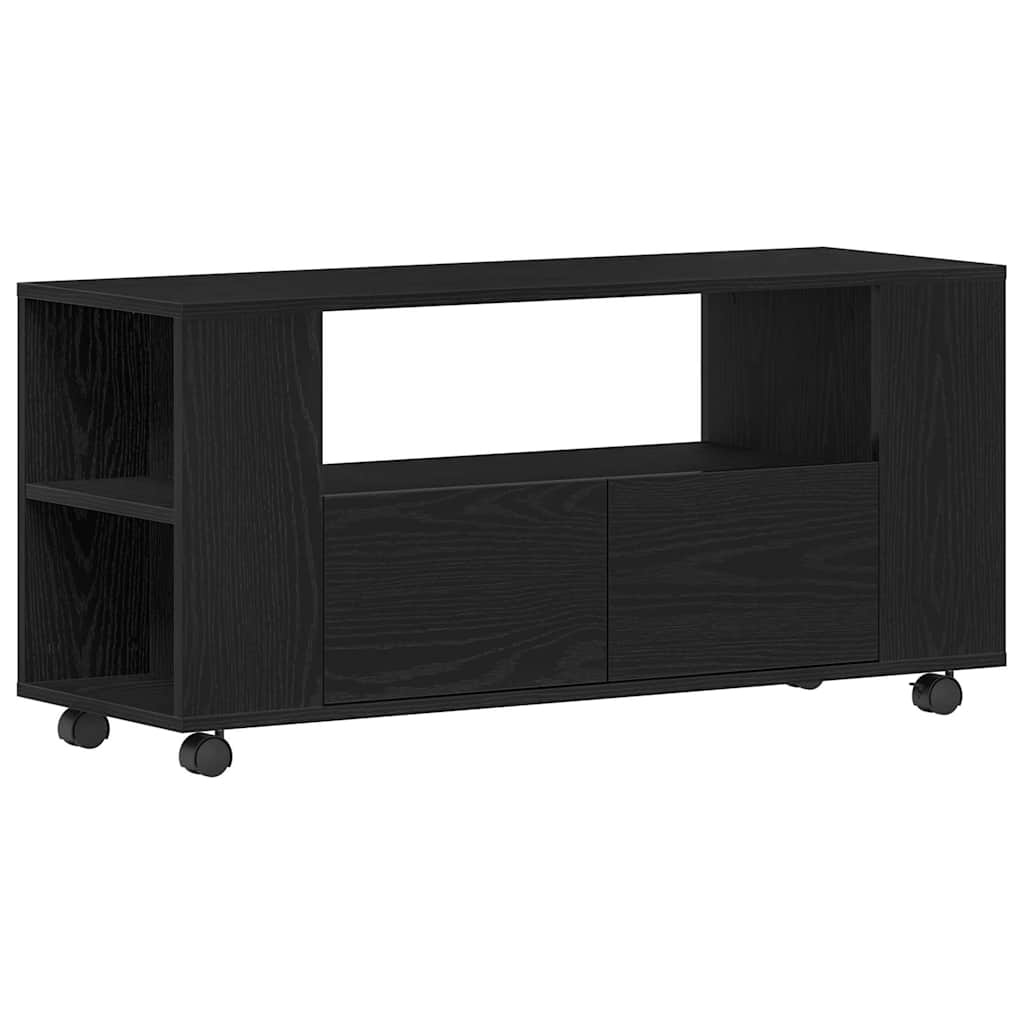 VidaXL Tv-meubel wielen 102x34,5x43 cm spaanplaat zwart eikenkleurig
