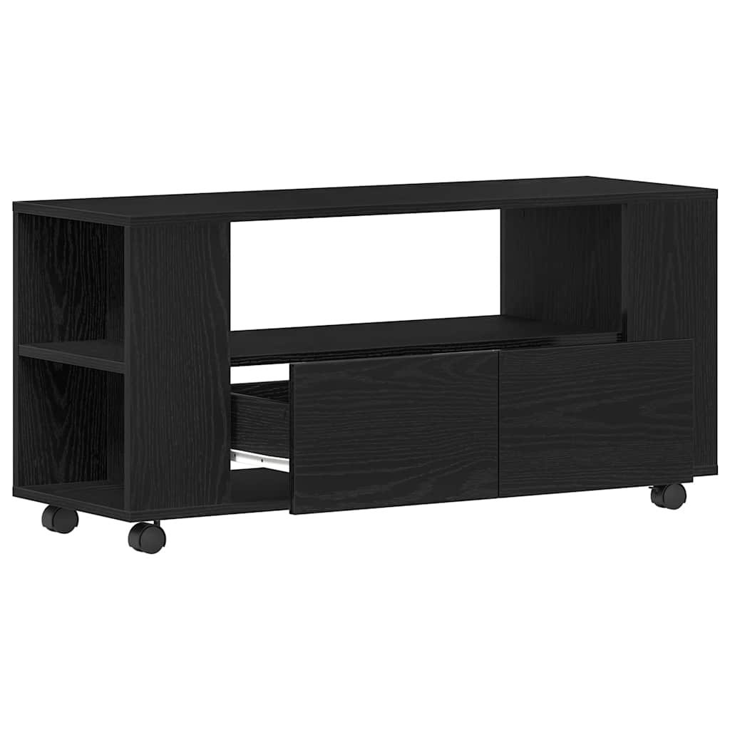 VidaXL Tv-meubel wielen 102x34,5x43 cm spaanplaat zwart eikenkleurig