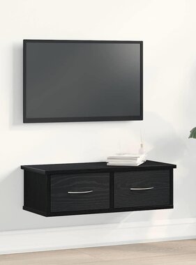VidaXL Wandkast met lade Zwart eiken 60 x 26 x 18,5 cm Bewerkt hout
