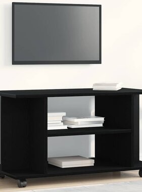 VidaXL TV-meubel met wielen Zwarte eik 80x40x45 cm Engineered Wood