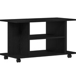 VidaXL TV-meubel met wielen Zwarte eik 80x40x45 cm Engineered Wood