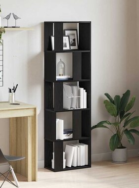 VidaXL Boekenkast/scheidingsscherm spaanplaat zwart eikenkleurig