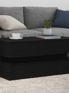 VidaXL Salontafel met LED-verlichting 90x50x40 cm zwart eiken