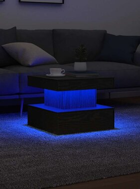 VidaXL Salontafel met LED-verlichting 50x50x40 cm zwart eikenkleurig