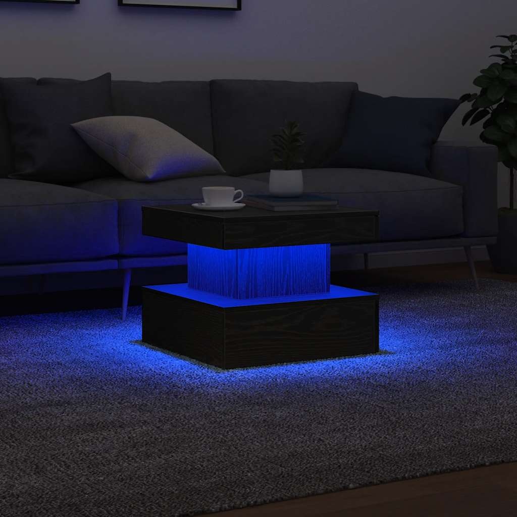 VidaXL Salontafel met LED-verlichting 50x50x40 cm zwart eikenkleurig