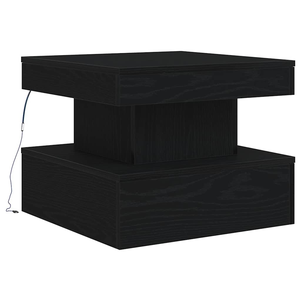 VidaXL Salontafel met LED-verlichting 50x50x40 cm zwart eikenkleurig