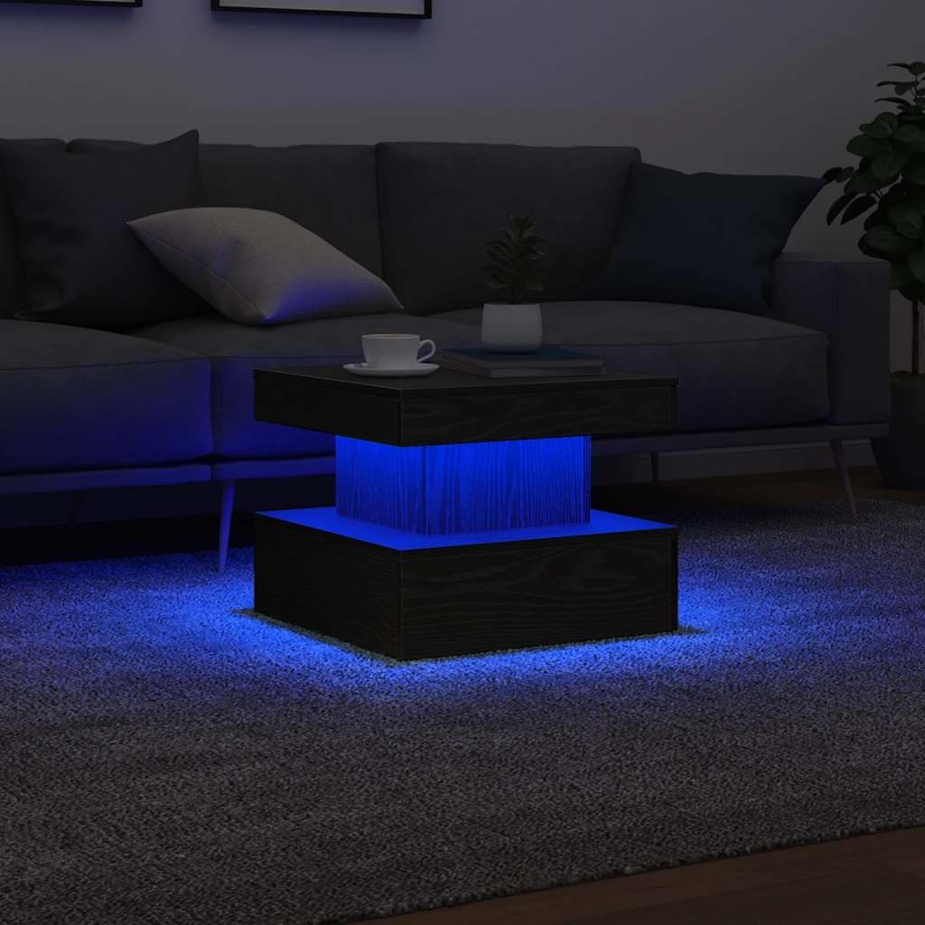 VidaXL Salontafel met LED-verlichting 50x50x40 cm zwart eikenkleurig