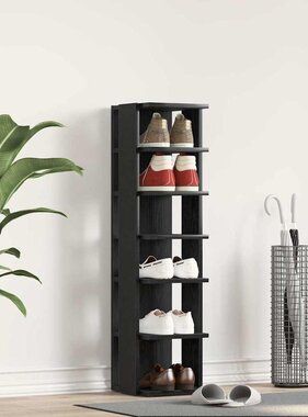 VidaXL Schoenenkast 25x27x102 cm bewerkt hout zwart eikenkleur