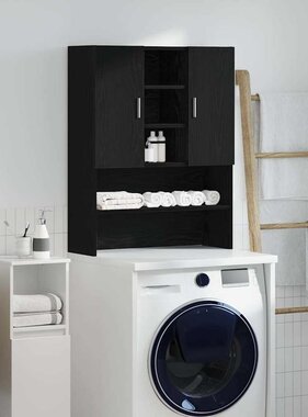 VidaXL Wasmachinekast 70,5x25,5x90 cm zwart eikenkleurig
