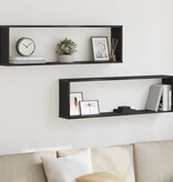 VidaXL Wandrekken Kubusvormig 2 st 100x15x30 cm spaanplaat zwart