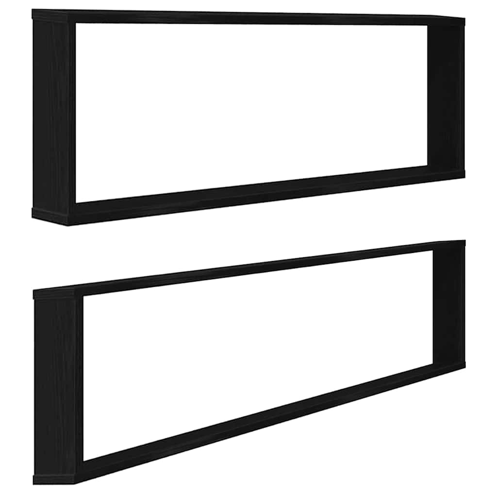 VidaXL Wandrekken Kubusvormig 2 st 100x15x30 cm spaanplaat zwart