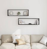 VidaXL Wandrekken Kubusvormig 2 st 100x15x30 cm spaanplaat zwart