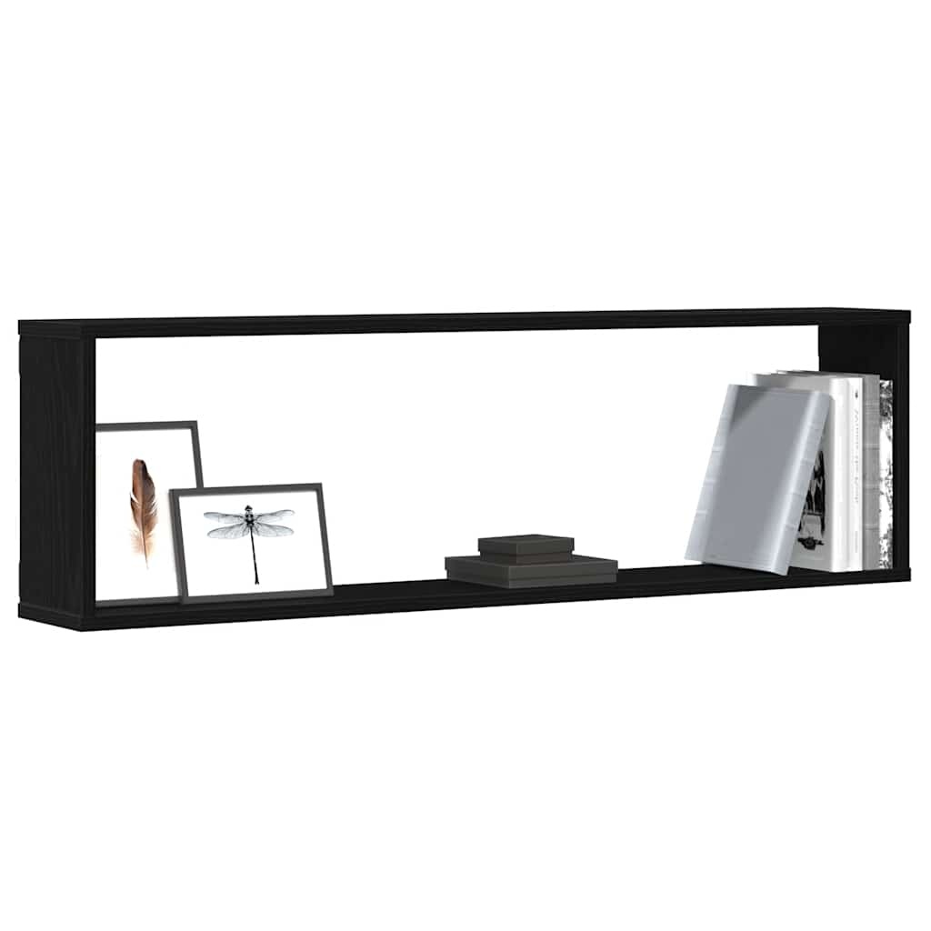 VidaXL Wandrekken Kubusvormig 2 st 100x15x30 cm spaanplaat zwart