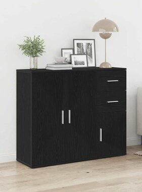 VidaXL Dressoir 91x29,5x75 cm spaanplaat zwart eikenkleurig