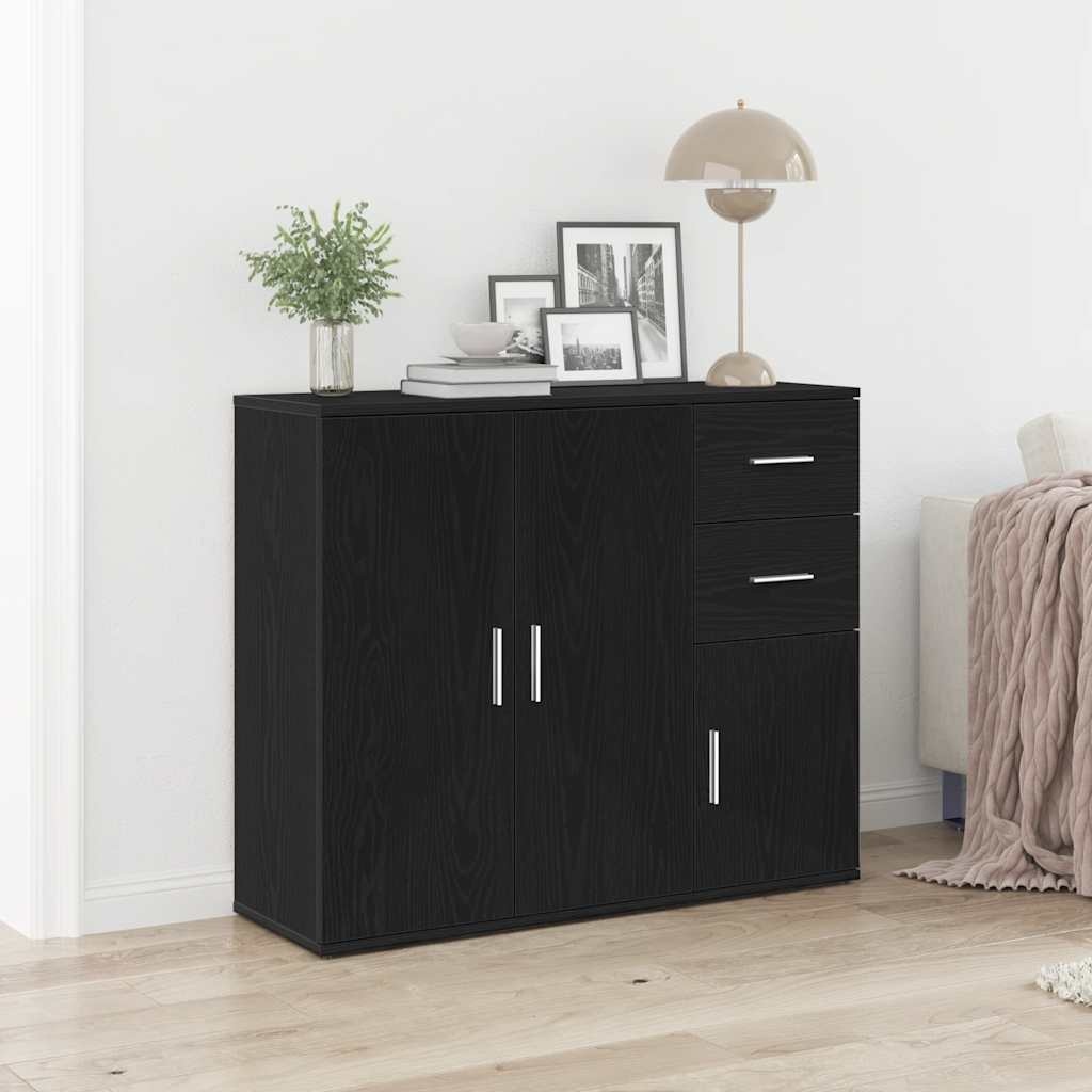 VidaXL Dressoir 91x29,5x75 cm spaanplaat zwart eikenkleurig