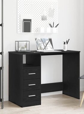 VidaXL Bureau met lades 102x50x76 cm bewerkt hout zwart eikenkleur