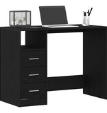 VidaXL Bureau met lades 102x50x76 cm bewerkt hout zwart eikenkleur