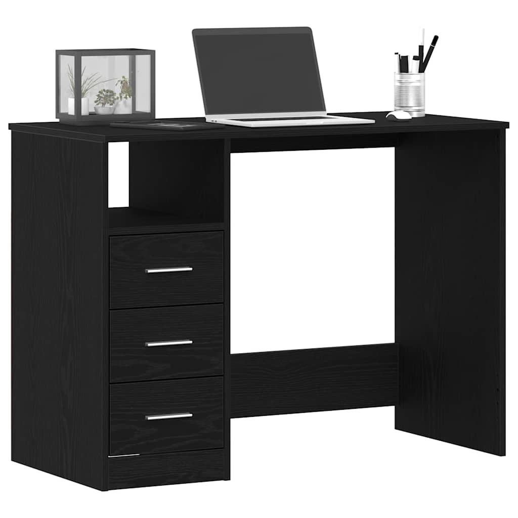 VidaXL Bureau met lades 102x50x76 cm bewerkt hout zwart eikenkleur