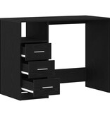 VidaXL Bureau met lades 102x50x76 cm bewerkt hout zwart eikenkleur