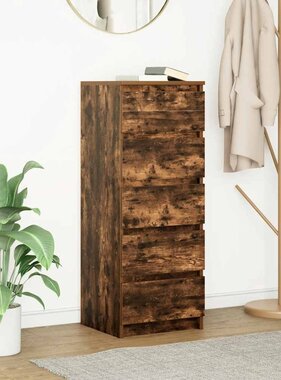 VidaXL Dressoir met lades 37,5x35x99 cm spaanplaat gerookt eikenhout