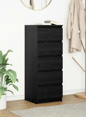 VidaXL Dressoir met lades 37,5x35x99 cm spaanplaat zwart eikenkleurig