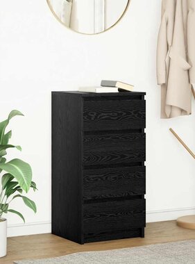 VidaXL Dressoir 37,5x35x76 cm spaanplaat zwart eikenkleurig