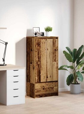 VidaXL Kast met lade 55,5x34x119,5 cm spaanplaat hout oud hout