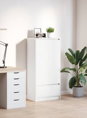 VidaXL Kast met lade 55,5x34x119,5 cm spaanplaat wit