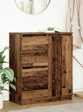 VidaXL Dressoir met lades 71x35x84 cm spaanplaat hout oud hout