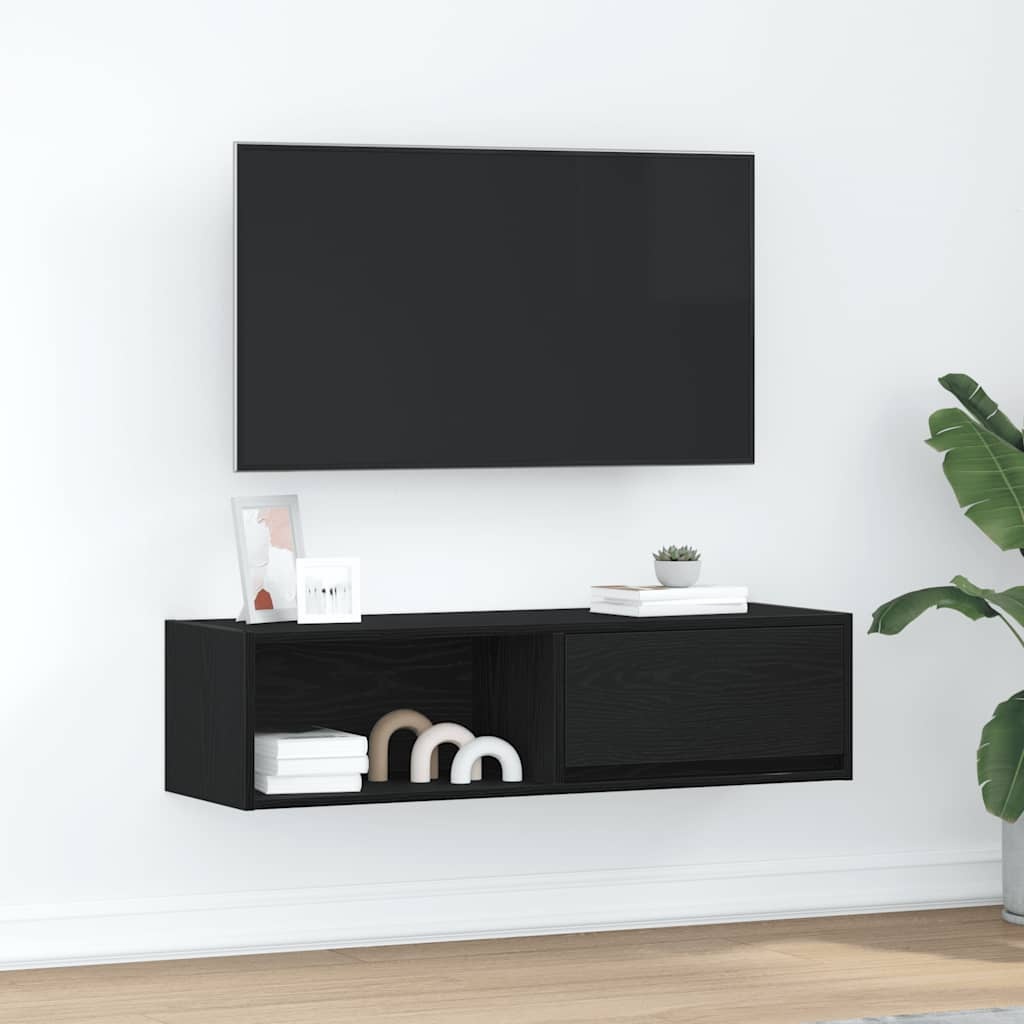 VidaXL TV-meubel 100x31x25,5 cm spaanplaat zwart eikenkleurig