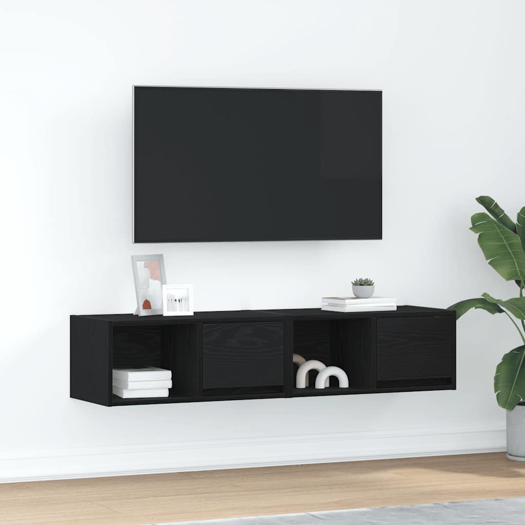 VidaXL Tv-kasten 60x31x25,5 cm spaanplaat zwart eikenkleurig