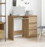 VidaXL Bureau 90x45x76 cm bewerkt hout artisanaal eikenkleur