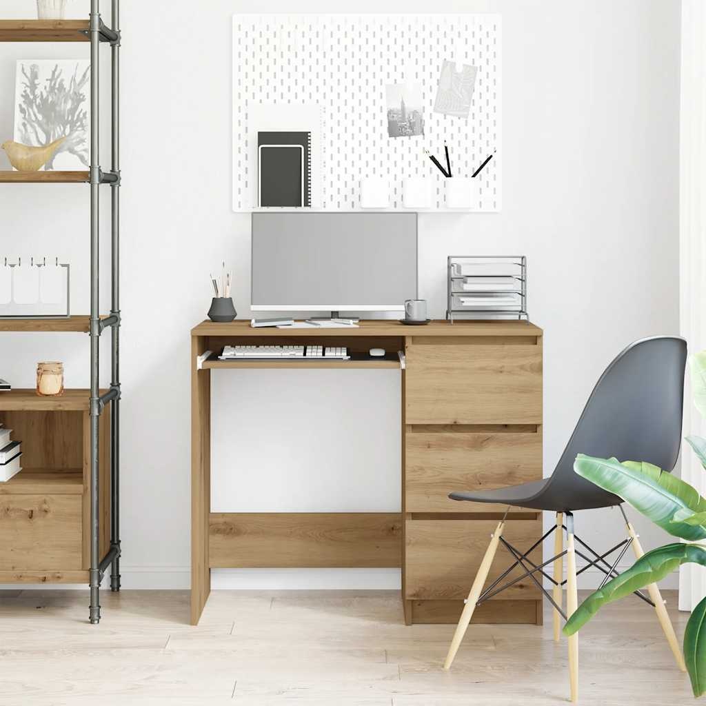 VidaXL Bureau 90x45x76 cm bewerkt hout artisanaal eikenkleur