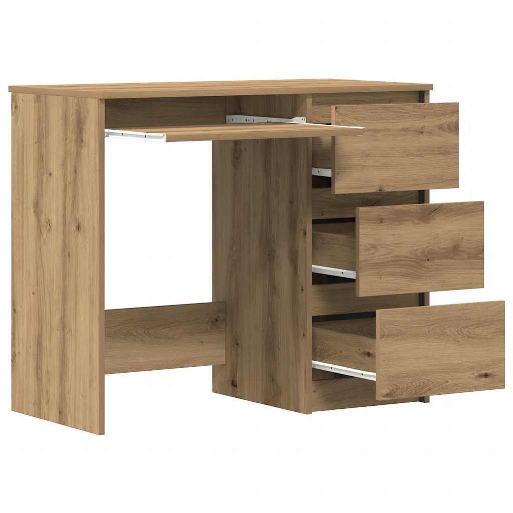 VidaXL Bureau 90x45x76 cm bewerkt hout artisanaal eikenkleur