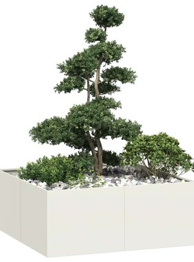 VidaXL Plantenbak 100x100x40 cm staal wit