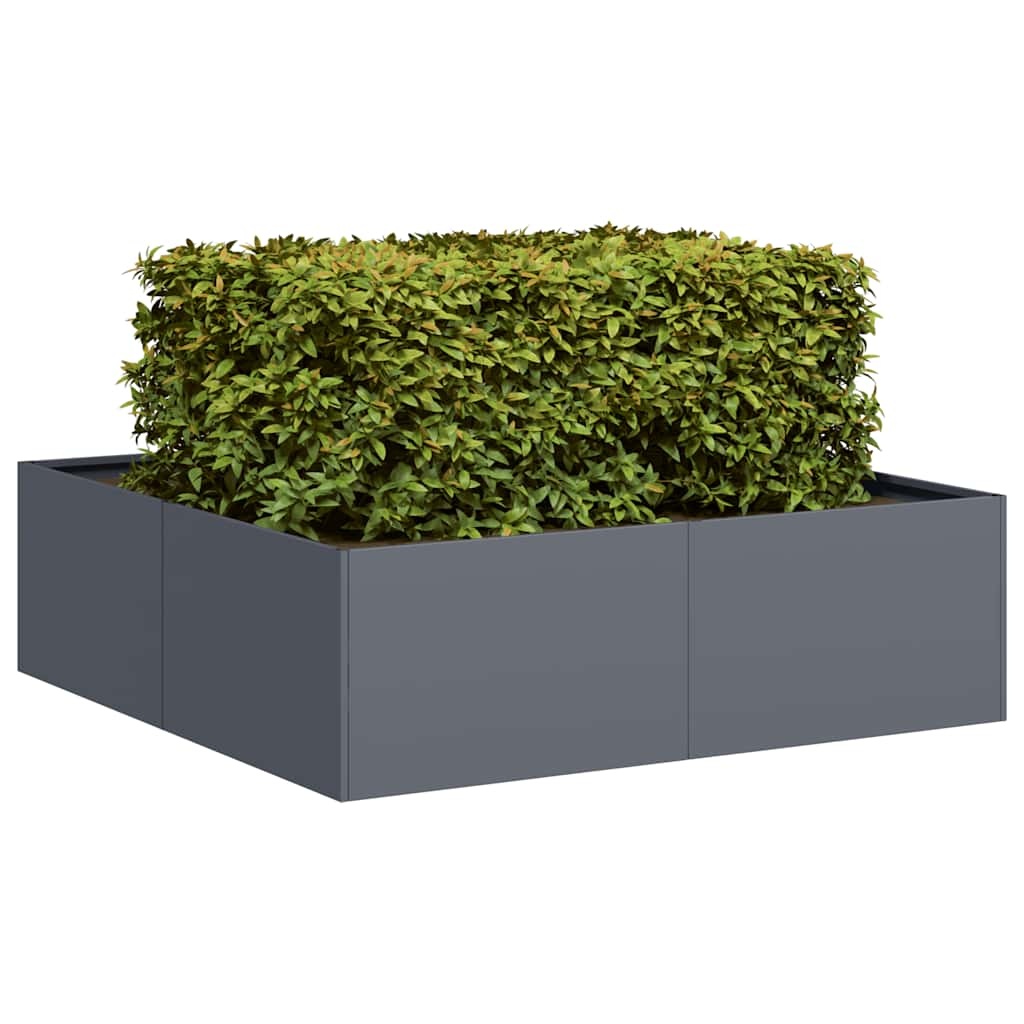 VidaXL Plantenbak 100x100x30 cm staal antracietkleurig