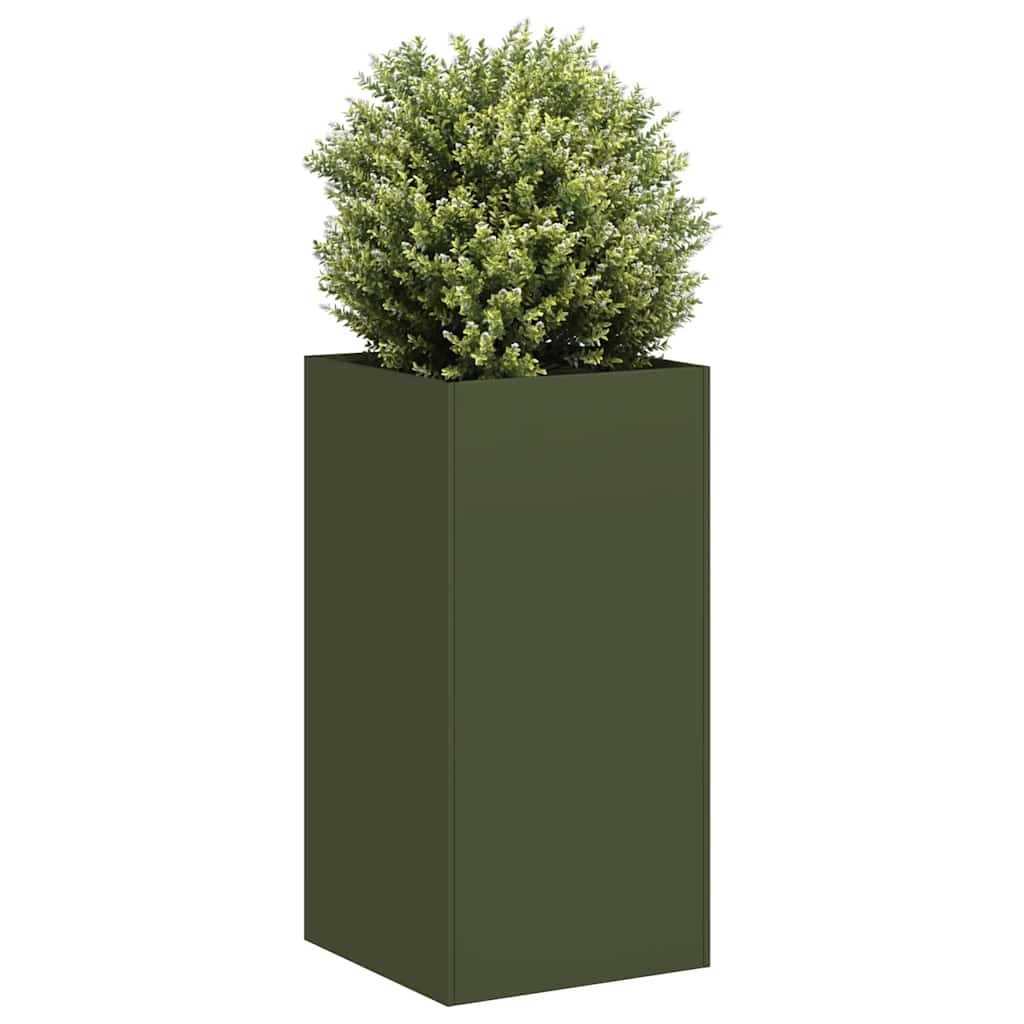 VidaXL Plantenbak 40x40x80 cm koudgewalst staal olijfgroen