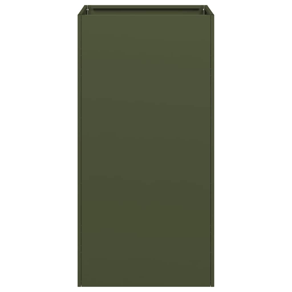 VidaXL Plantenbak 40x40x80 cm koudgewalst staal olijfgroen
