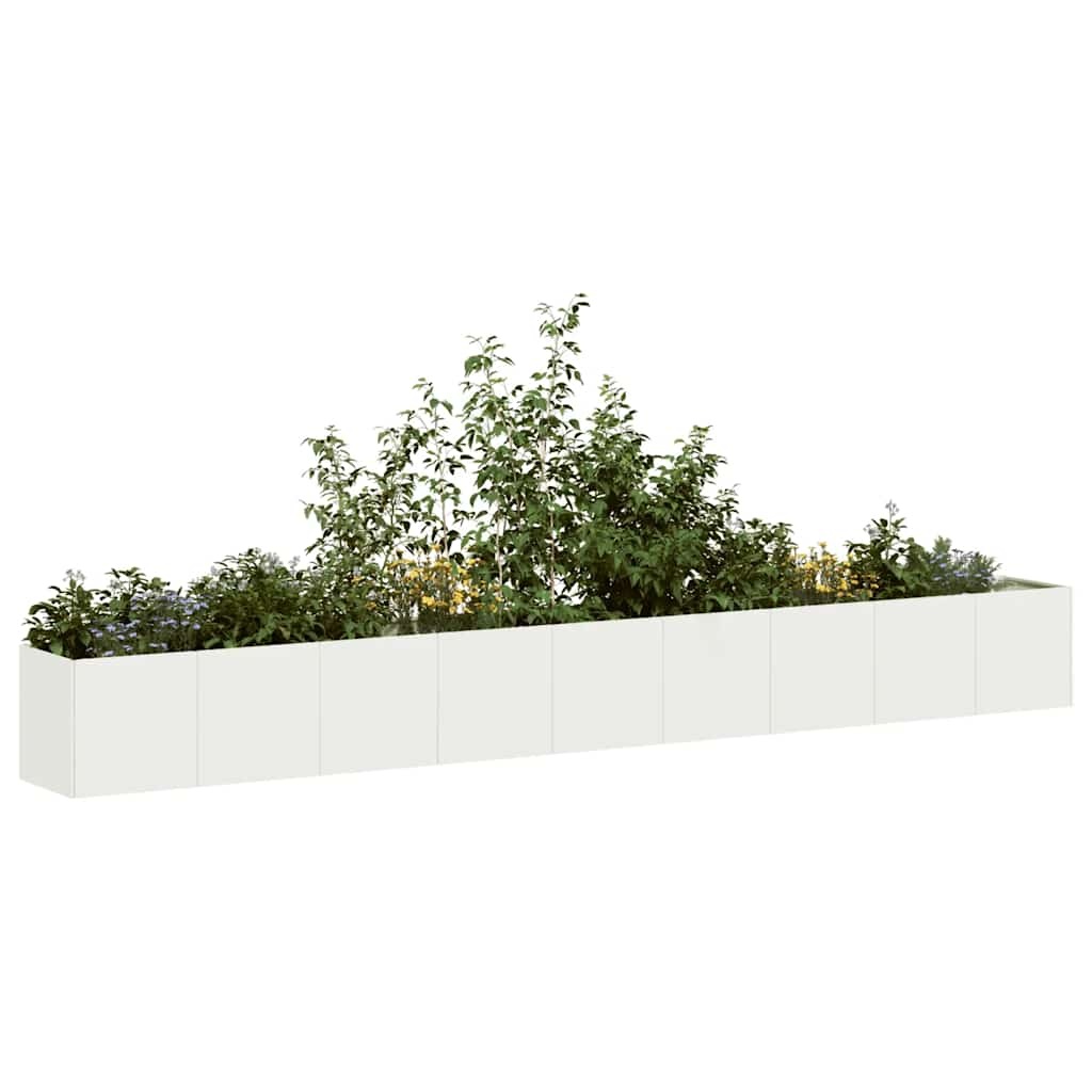 VidaXL Plantenbak 360x40x40 cm koudgewalst staal wit
