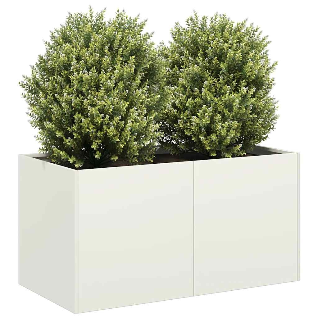 VidaXL Plantenbak 80x40x40 cm koudgewalst staal wit