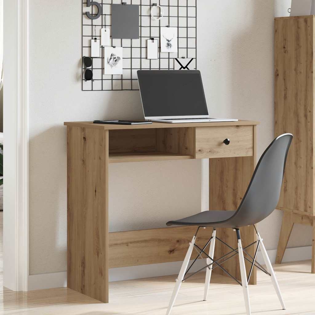 VidaXL Bureau 80x40x75 cm bewerkt hout artisanaal eikenkleurig