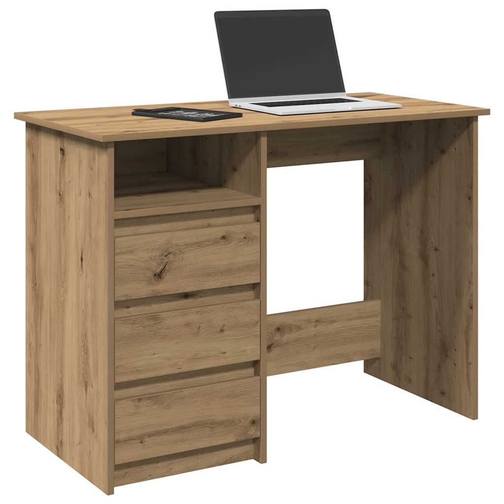 VidaXL Bureau 102x50x75 cm bewerkt hout artisanaal eikenkleurig