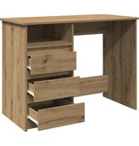 VidaXL Bureau 102x50x75 cm bewerkt hout artisanaal eikenkleurig