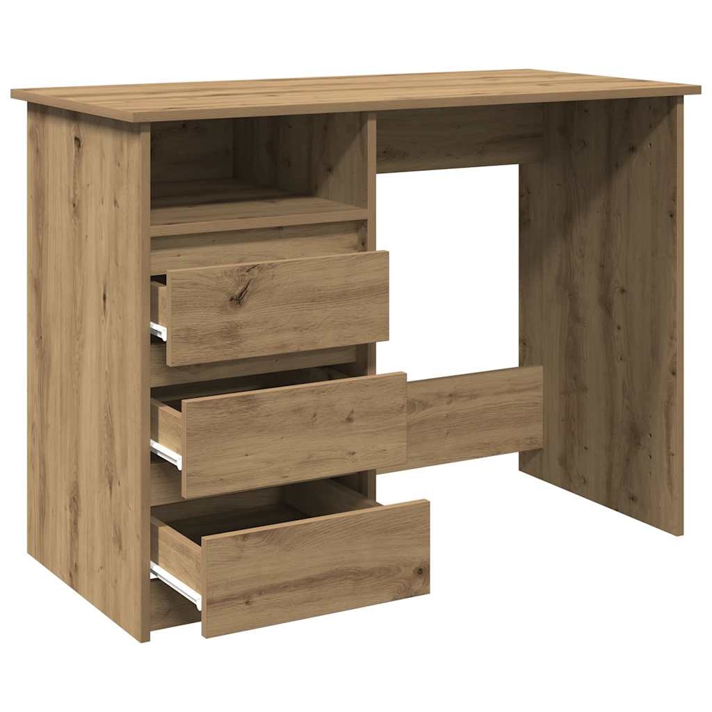 VidaXL Bureau 102x50x75 cm bewerkt hout artisanaal eikenkleurig